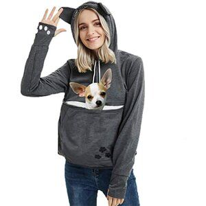 Women Pet Carrier Sweater Cotton Blend Size Small Hooded Pouch Long Sleeve